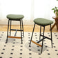 Edith - Set of 2 - 29.5" Green Bar Stools Seat Height - Upholstered Backless Chairs with Sturdy Metal Frame