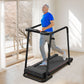 Home Fitness Treadmill With Extended Handrails, Portable Foldable Design - Black / Orange