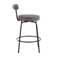 Riviera - Set of 2 - 26"Swivel Counter Stools Charcoal Upholstery with Black Steel Frame