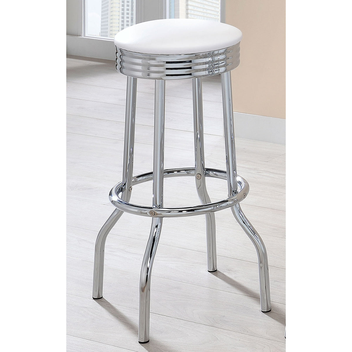 Midge - Upholstered Swivel Bar Stool (Set of 2) - White