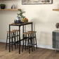 Hixley - Set of 5 - Rustic Brown Industrial Bar Table Set for 4 W x 35.4” H - Modern Design for Kitchen or Dining Room