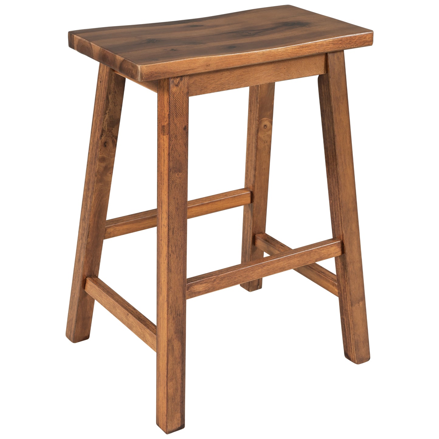 Hilltop - Set of 2 - 24" Walnut Farmhouse Rustic Counter Height Stools - Solid Wood