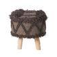 Roja - Handcrafted Wool & Cotton Foot Stool With Eucalyptus Wood Frame - Dark Brown