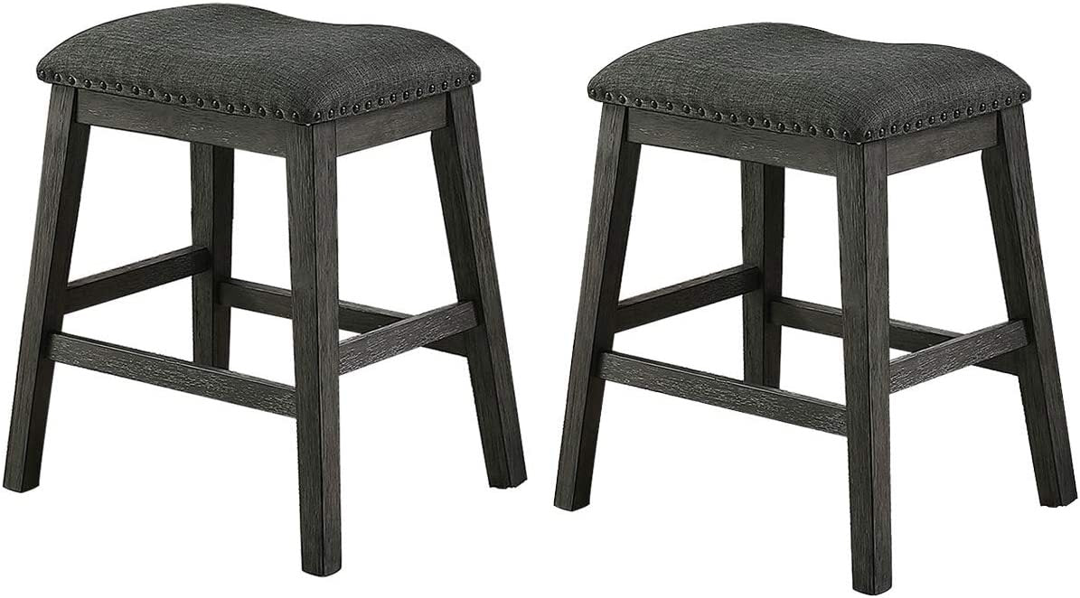 Briarcrest - Set of 2 - 26" Gray Wood Counter Height Bar Stools with High Back and Foam Cushion