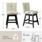 Upholstered Swivel Bar Stools High Back (Set of 2) - Cream White