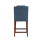 Valtirion - Set of 2 - 25" Blue Faux Leather Counter Stools with Nailhead Trim (39" H x 18.25" W x 23" D)