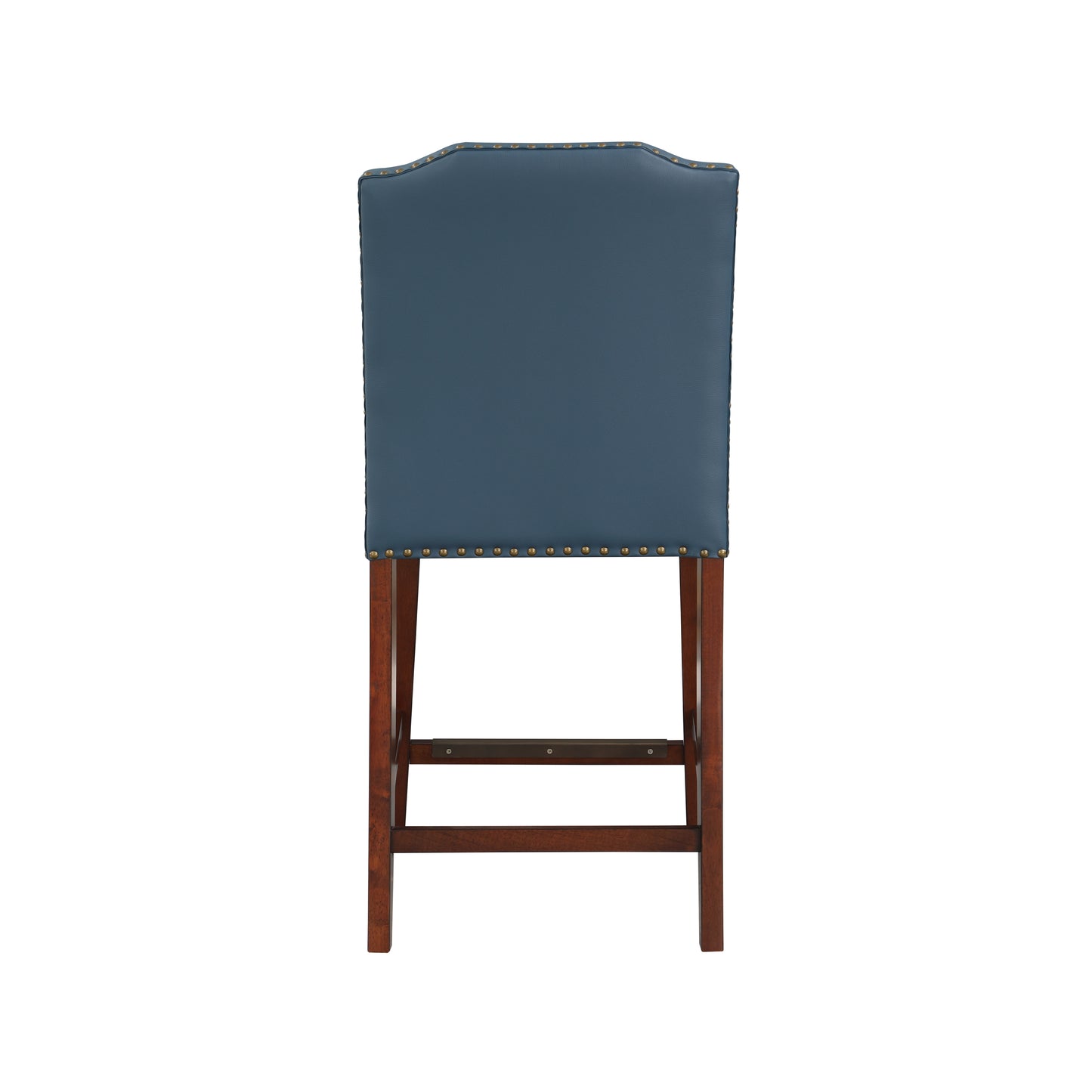 Valtirion - Set of 2 - 25" Blue Faux Leather Counter Stools with Nailhead Trim (39" H x 18.25" W x 23" D)