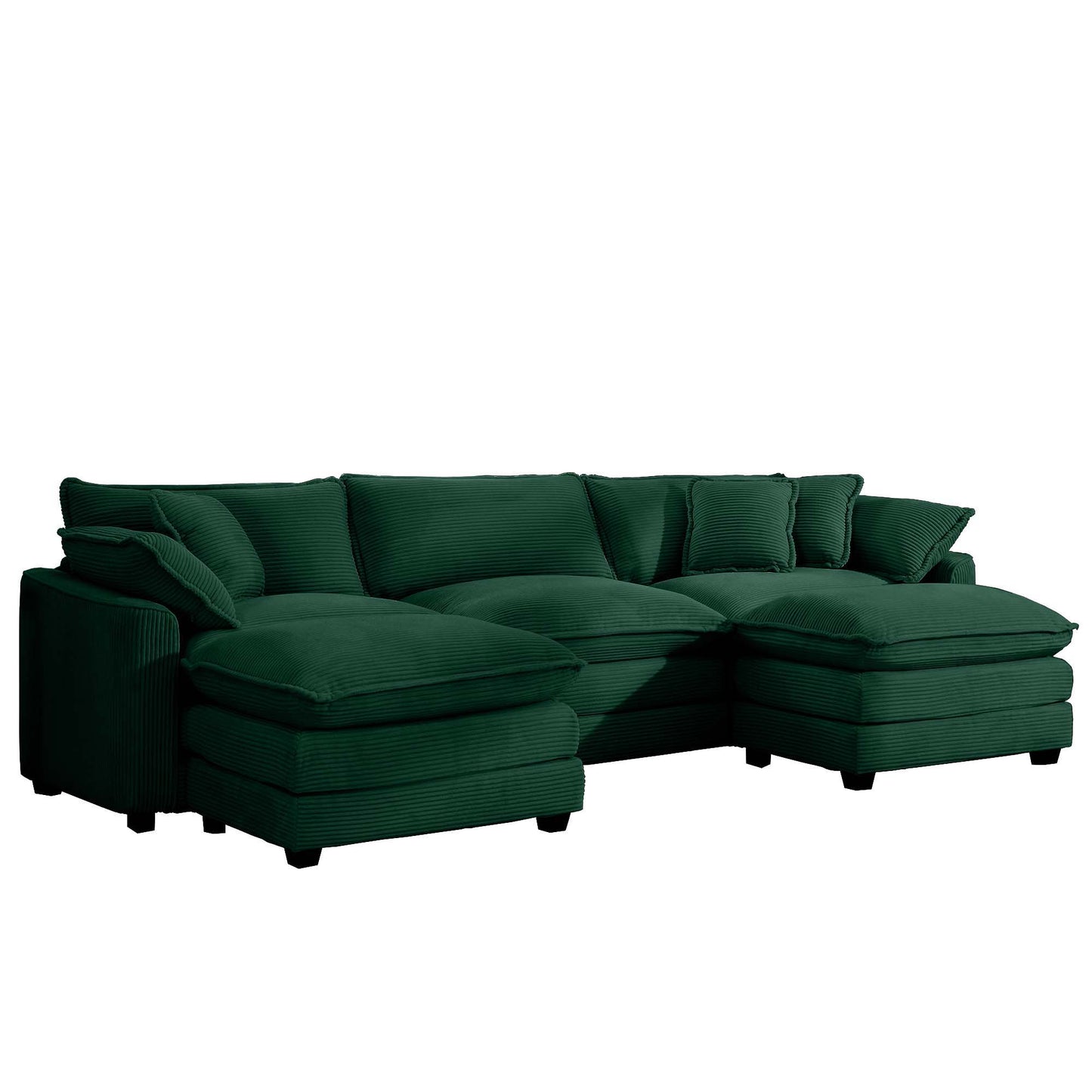 Modern Modular Cushion Sofa With Ottoman, Low Back, Deep Seating Sofa Set