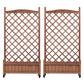Raised Garden Bed With Trellis 2 Pack, Outdoor Planter Box & Plant Stand With Climbing Racks - Brown