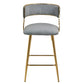 Astrid - Set of 2 - 26" Grey Corduroy Counter Height Bar Stools with Golden Chromed Base, Backrest, and Footrest