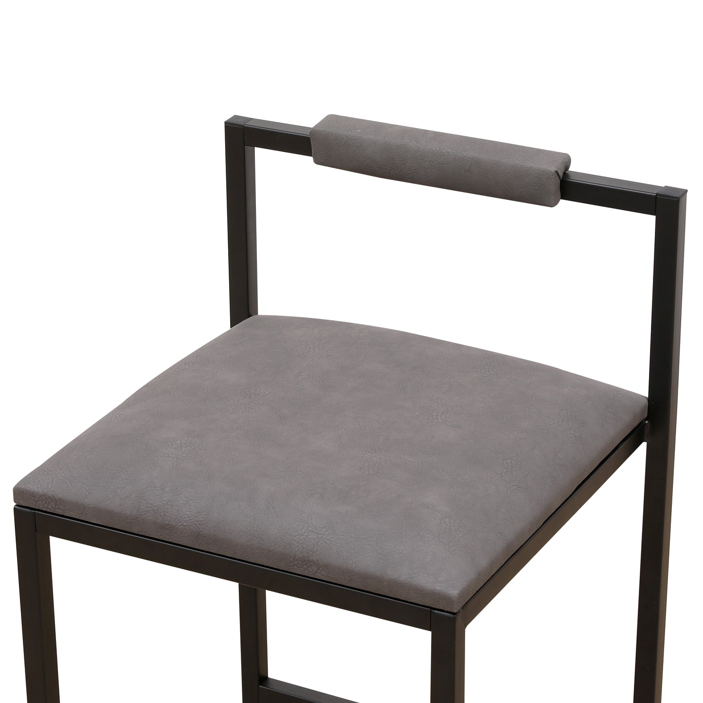 Sumner - Set of 2 - 16.54" Modern Counter Height Bar Stools with Armless Design, Gray PU Upholstered Seats & Black Metal Legs