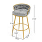 Noble - Set of 2 - 24" - 26" Grey Swivel Counter Stools with Hand-Woven Backrest and Gold Metal Legs