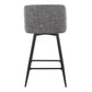 Thyveron - Set of 2 - 26" Contemporary Swivel Counter Stools in Grey Noise Fabric with Black Metal Frame and Square Footrest