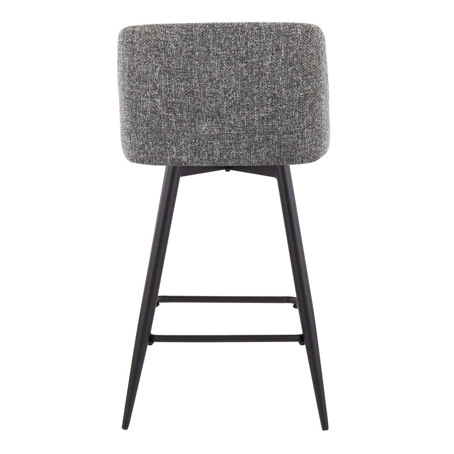 Thyveron - Set of 2 - 26" Contemporary Swivel Counter Stools in Grey Noise Fabric with Black Metal Frame and Square Footrest