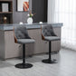 Seth - Set of 2 - 25.25" Dark Grey Adjustable Swivel Bar Stools with Tufted Back, 360° Rotation, Steel Base for Kitchen or Bar