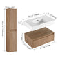 Modern Wall Mounted 30 Inch Bathroom Vanity With Resin Sink And 2 Side Cabinet - Imitative Oak