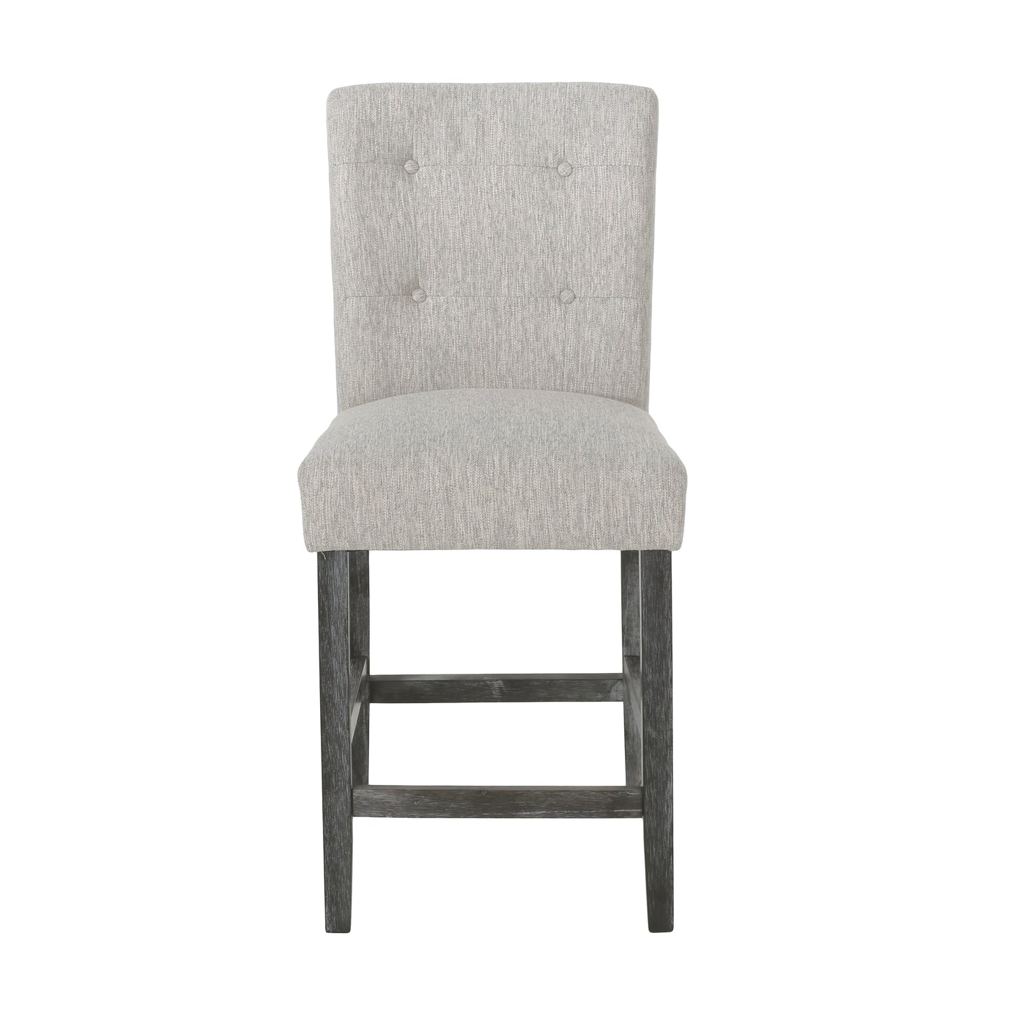 Havenbrook - Set of 2 - 26" Light Grey Contemporary Fabric Button Tufted Counter Stools with High Back and Wood Frame