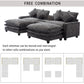 Modern Sectional Sofa With Removable Ottomans, USB Ports
