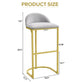 Thaddeus - Set of 2 - 30" Grey Velvet Upholstered Bar Stools with Gold Metal Frame, Padded Backrest, and Footrest