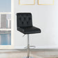 Luent – Set of 2 – 24" Adjustable Black Bar Stools with Tufted Back, Gas Lift, Chrome Base, and Faux Leather Upholstery