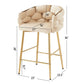 Modern Counter Stools (Set of 2) Counter Stools With Iron Frame, Soft Back And Cushion, Footrest, Suitable For Kitchen - Beige