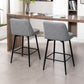 Vectoria 26" - Set of 2 - Light Grey Upholstered Swivel Counter Height Bar Stools with Metal Legs, 360° Swivel, and High Back, 25.6" Seat Height