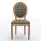 French Style Solid Wood Frame Antique Painting, Hand-Pulled Buckle Decoration Artificial Dining Chair With Nailhead Trim, Wood Legs
