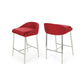 Loyath - Set of 2 - 26" Red Upholstered Counter Stools with Chrome Base