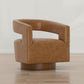 Swivel Accent Chair With Geometric Backrest - Brown