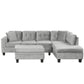 Modern Sectional Sofa With Storage Ottoman, L - Shape Couch With 2 Pillows And Cup Holders