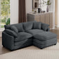 Modular Oversized Cushion Sofa With Ottoman, Low Back, Deep Seating Sofa Set