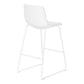 Zenith - Set of 2 - 29" White Leather-Look Bar Height Office Chairs with Slim White Metal Frame, Modern Design