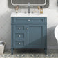 Bathroom Vanity With Top Sink, Storage Cabinet With 2 Drawers And Tip Out Drawer, Rectangular Design - Indigo Blue