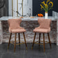 Nerissa - Set of 2 - 26" Pink Fauher Tufted Counter Stools x Leatwith Nailhead Trim