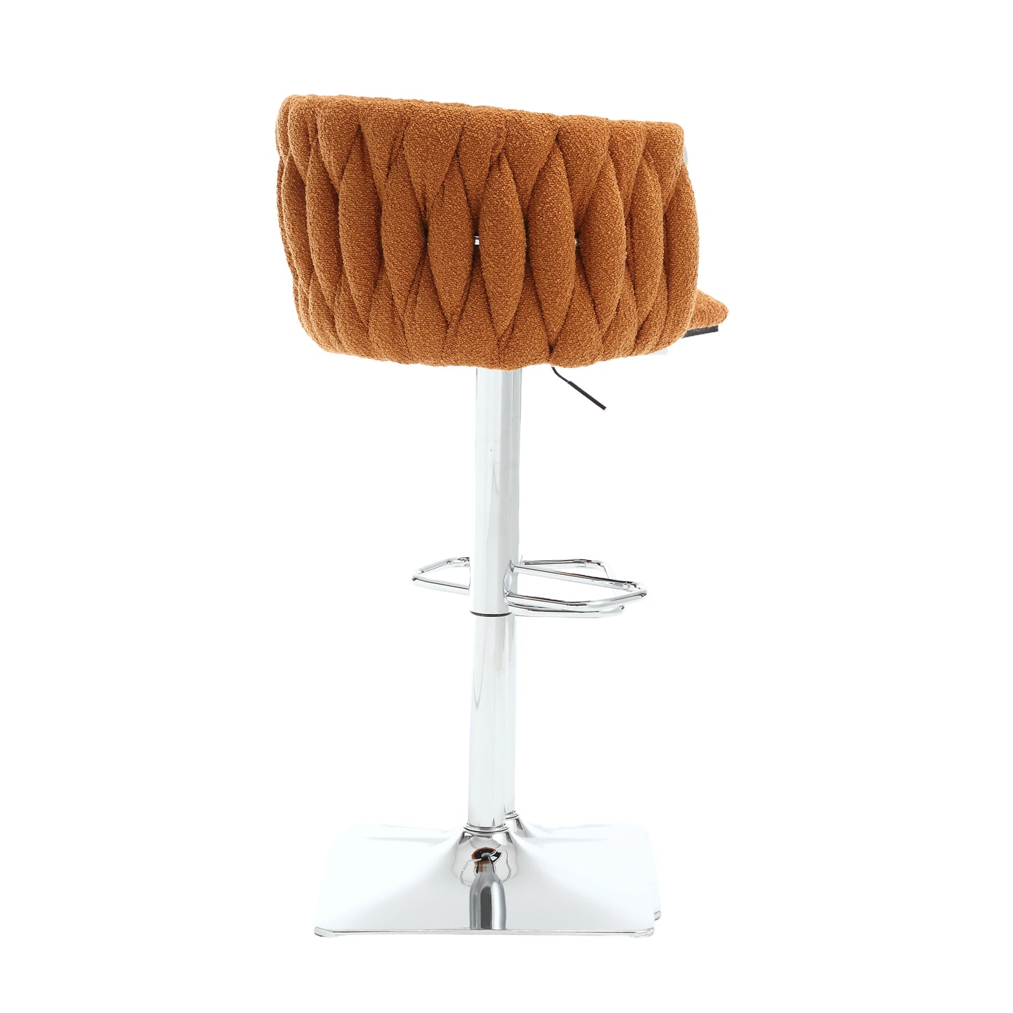 Bellavue Luxe - Set of 2 - 26" Swivel Counter Stools with Orange Boucle Upholstery and 360° Rotation