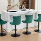 Luxury  - Set of 2 - 25" Green Velvet Swivel Barstools with Adjustable Seat Height, Upholstered Tufted Chairs & Copper Nailheads