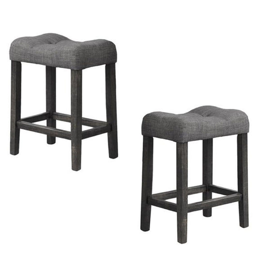 Transitional Style Counter Height Dining Stool With Footrest (Set of 2)