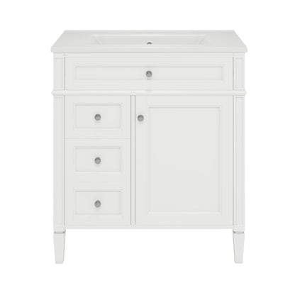 Bathroom Vanity With Top Sink, Modern Bathroom Storage Cabinet With 2 Drawers And A Tip-Out Drawer