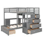 Bunk Bed With Desk, Drawers And Shelves