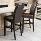 Harlan - Set of 2 - 24" Brown PU Leather Counter Stools with Gold Rivets and Black Rubberwood Legs