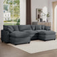 Modular Oversized Cushion Sofa With Ottoman, Low Back, Deep Seating Sofa Set