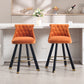 Sapphire - Set of 2 - 26" Velvet Bar Stools with Back Pull Design, Rivet Decoration, 360° Rotation, Wooden Legs for Kitchen or Dining Room