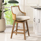 Bahama - Set of 2 - 26" Taupe Beige Cane Rattan Swivel Counter Stools with Recessed Arms