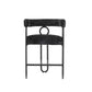 Lynsandra - Set of 2 - 24" Black Chenille Upholstered Bar Stools with Curved Backrest and Black Metal Legs