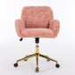 Office Chair, Artificial Rabbit Hair Home Office Chair With Metal Base, Adjustable Desk Chair Swivel Office Chair, Vanity Chair