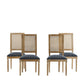 French Country Dining Chair With Rectangular Cane Backrest And Smooth Upholstered Seating