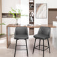 Harvaloni - Set of 2 - 26" Swivel Counter Stools with Grey Upholstered Seat and Metal Legs