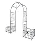 Metal Garden Arch With Two Plant Stands Wide High Climbing Plants Support Rose Arch Outdoor - Black