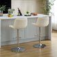 Shira - Set of 2 - 25-33" Cream PU Leather Adjustable Swivel Bar Stools with Back, Chrome Base, and Ergonomic Design for Kitchen Island or Bar