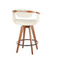 Ovantis - Set of 2 - 31" Mid-Century Modern Counter Stool - Walnut Bamboo, Cream Faux Leather